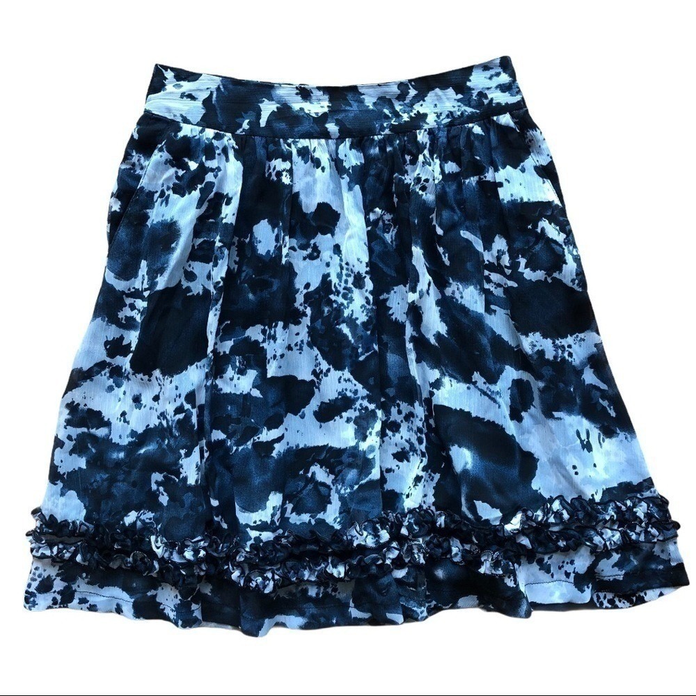HANNA & GRACE Indigo Tie Dye Ruffle SKATER SKIRT Y2K Grunge Preppy Blue